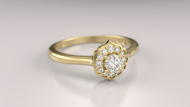 anel-de-noivado-em-formato-de-flor-ouro-amarelo-e-diamantes